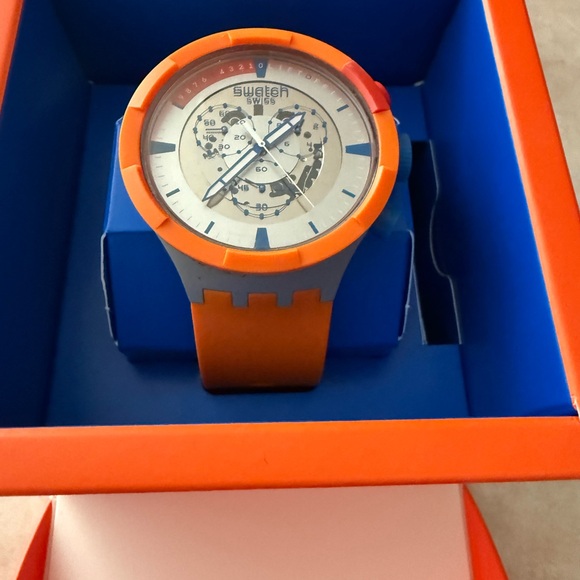Swatch Bold Orange and Blue Chronograph Watch